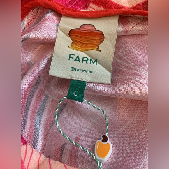 Farm Rio Philipa Maxi Dress size Large Red Tropical Floral Palm Leaf Print Boho - Picture 9 of 14